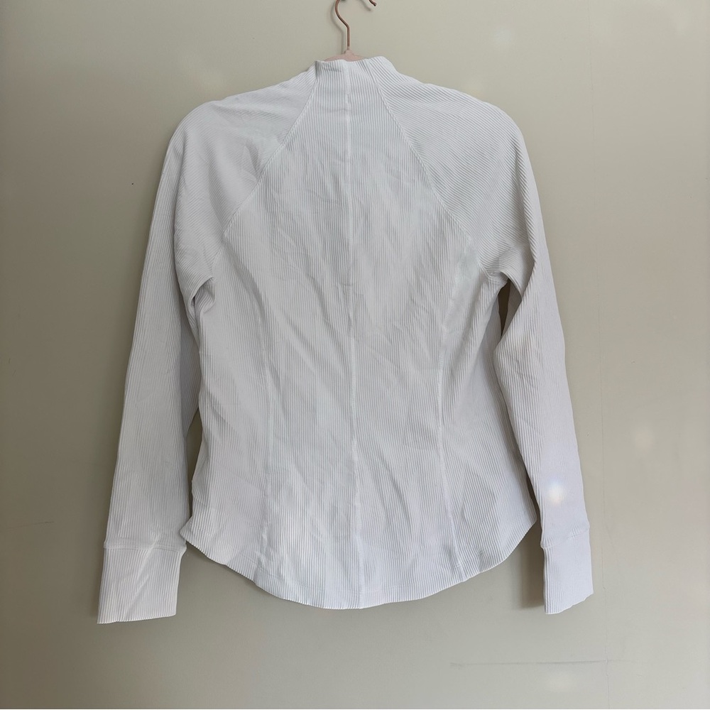 Athleta White ribbed salutation jacket large - Picture 3 of 6